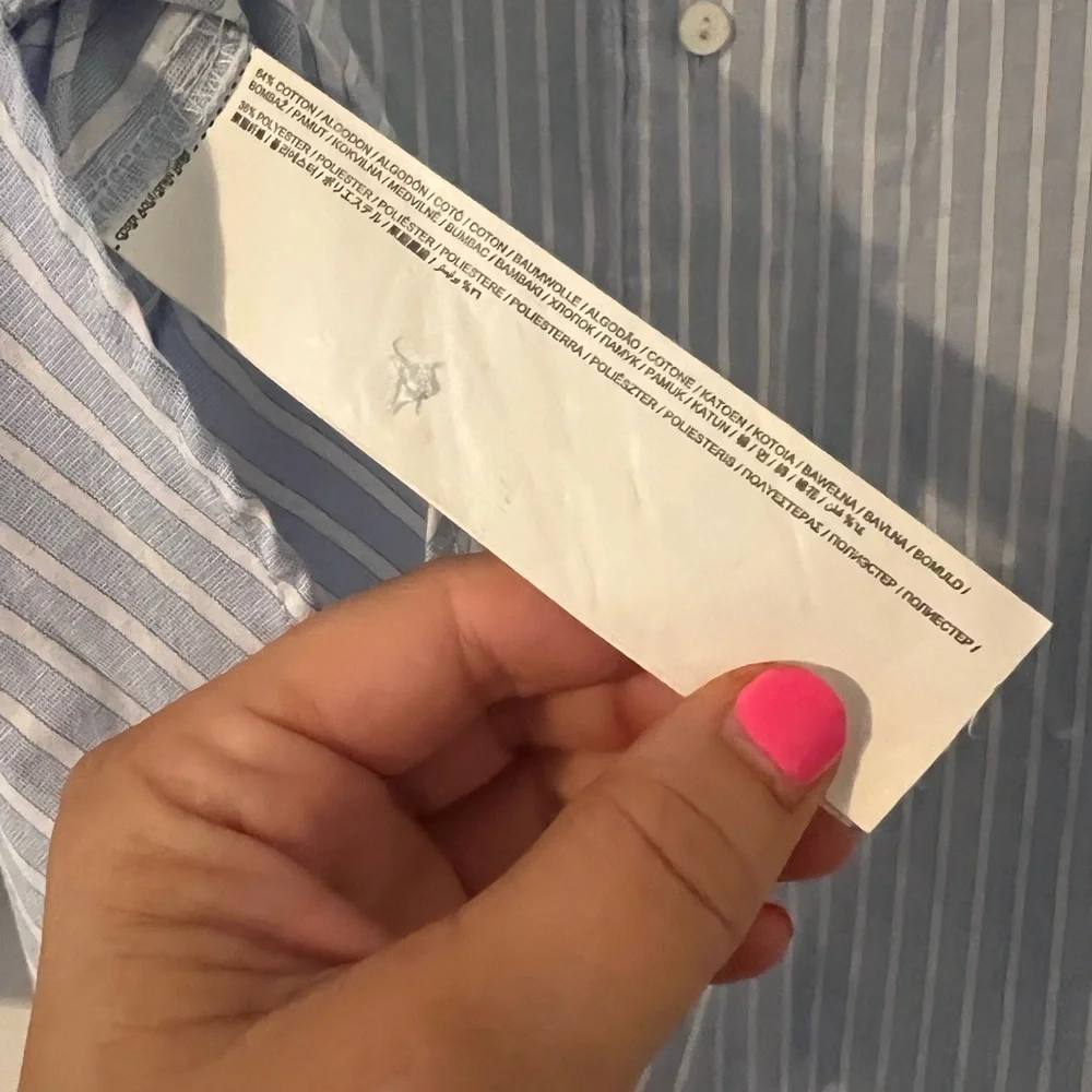 MNG button down blue white stripped shirt size L (J134) - Picture 11 of 12